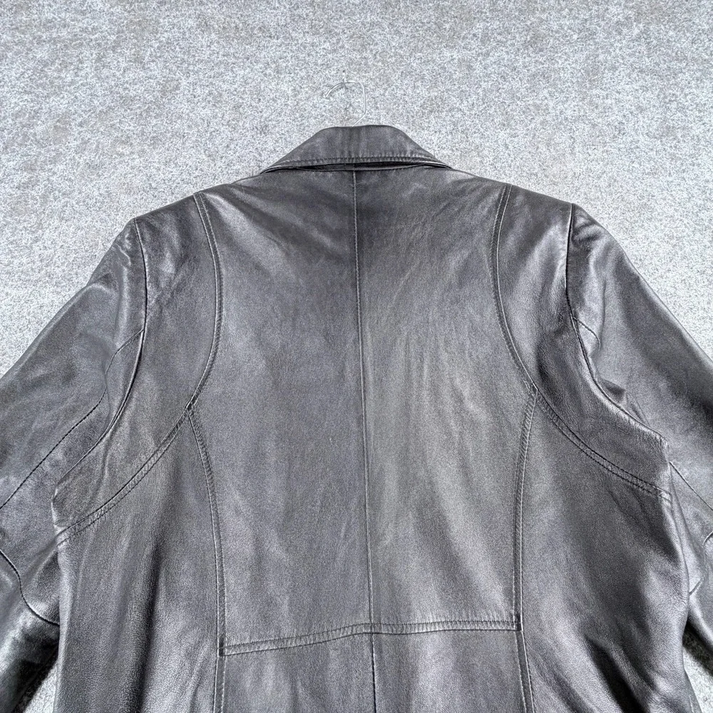 Y2K‎ OutBrook Genuine Leather Blazer Jacket Womens L Black Button-Front Outdoor